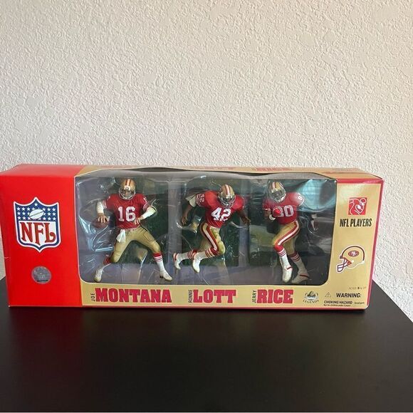🏈NWT.AUTHENTIC SAN FRANCISCO 49ERS 3 PACK MCFARLANE(MONTANA, LOTT & RICE) (RED) - Picture 2 of 8